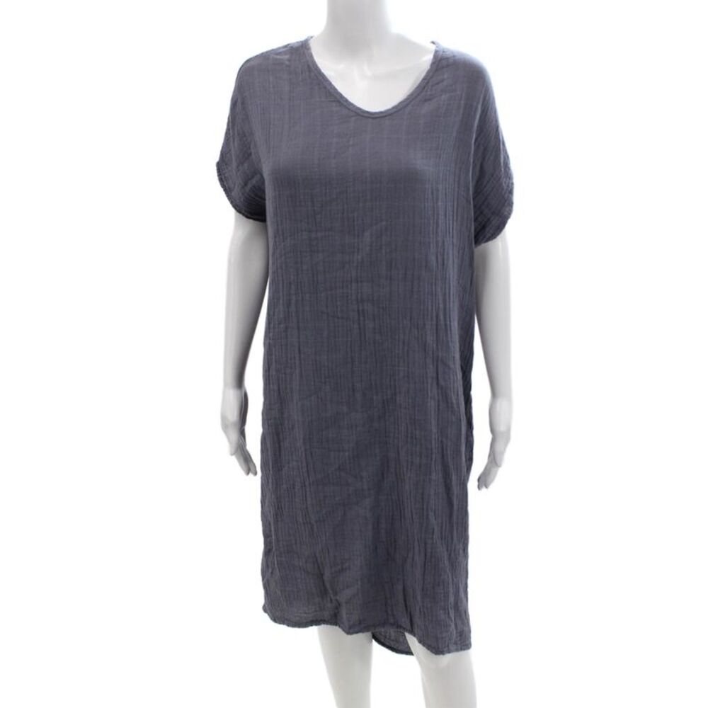 Designer Womens Dark Gray Shift T-Shirt Dress Short Sleeve Size S